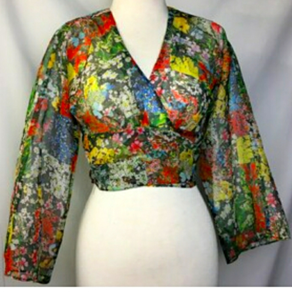 Authentic Vintage 1970s Flower Power Wrap Top